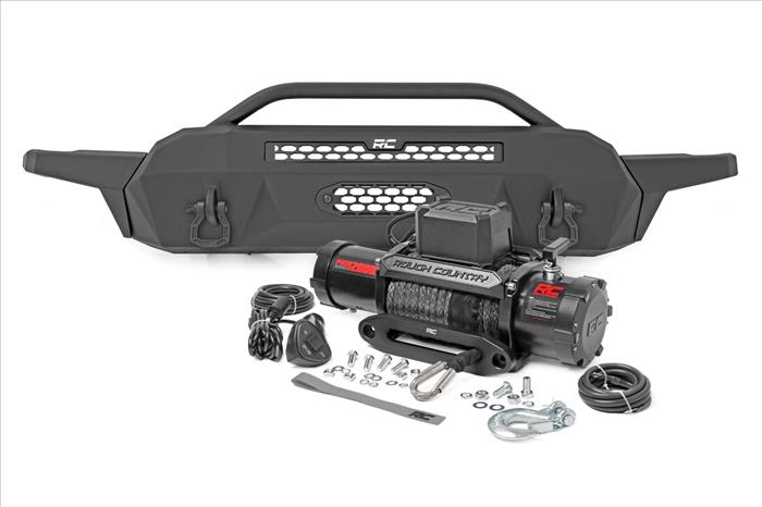 Front Bumper High Clearance 12000 Lb Pro Series Winch Synthetic Rope 16-22 Toyota Tacoma Rough Country