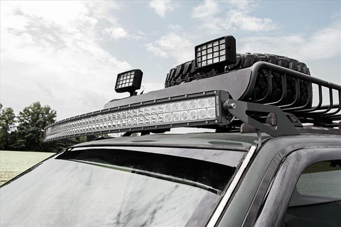 Jeep 50 Inch Curved LED Light Bar Upper Windshield Mounts 93-98 ZJ Grand Cherokee Rough Country