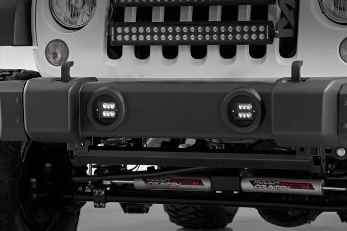 Jeep 2 Inch Cree LED Fog Light Kit Black Series 10-18 Wrangler JK Rough Country