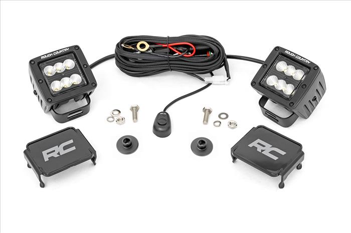 LED Light Ditch Mount 2 Inch Black Series Pair Flood Pattern 21-22 Ford Bronco Rough Country