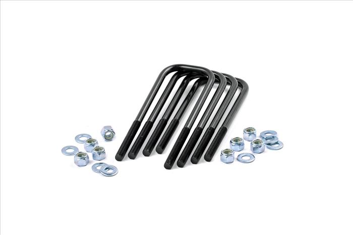 9/16 Inch Large Radius U Bolts 3.125 x 10.0 E Coated Black Corrosion Resistant Set of 4 Rough Country