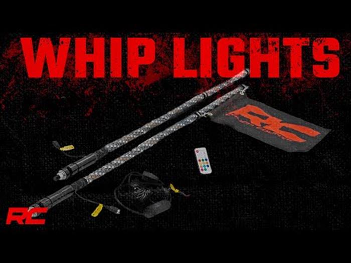 Polaris LED Whip Light Bed Mount Kit w/LED Whip Lights 12-20 Polaris RZR 170 EFI Rough Country