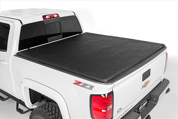 Soft Tri-Fold Bed Cover 07-13 Silverado/Sierra 1500 5 Foot 5 Inch Bed w/o Cargo Mgmt Rough Country