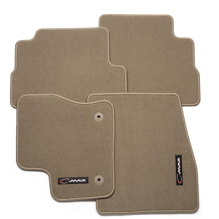 4-Piece Set Floor Mats With Vehicle Logo, Med Stone, 2015-2018 C-Max