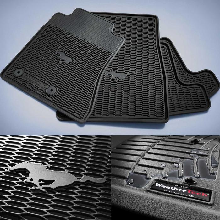 Floor Liner-All-Weather Thermoplastic Rubber, 4-Piece, Black, With Pony Logo 2015-2018 Ford Mustang