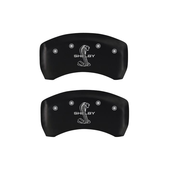  Ford Mustang Caliper Covers: Matte Black, Shelby/Tiffany Snake Engraving