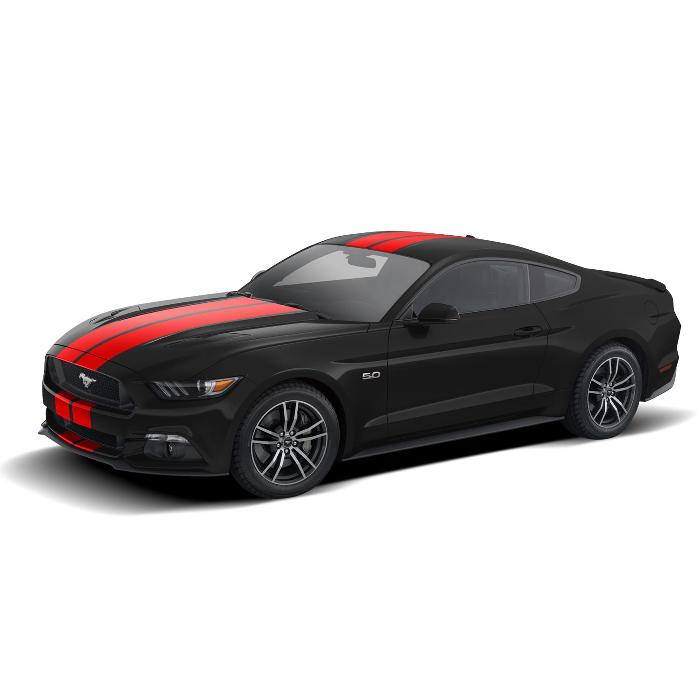 Graphics Kit - 10 In. Wide Dual Over-the-Top Stripes, Hot Rod Red 2015 - 2018	Ford	Mustang VGR3Z-632