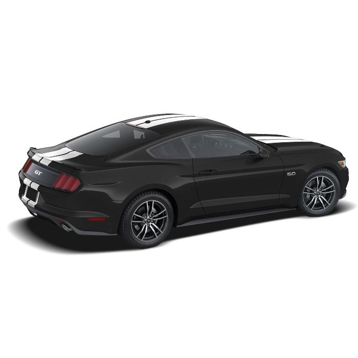 Graphics Kit - 10 In. Wide Dual Over-the-Top Stripes, Gloss White 2015 - 2018	Ford	Mustang VGR3Z-632