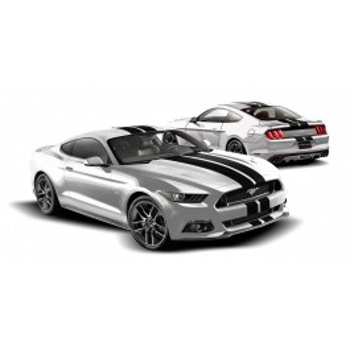 Graphics Kit - Custom Stripe Kit, Over -the-Top, Dual Stripe, Matte Black 2015 - 2018	Ford	Mustang