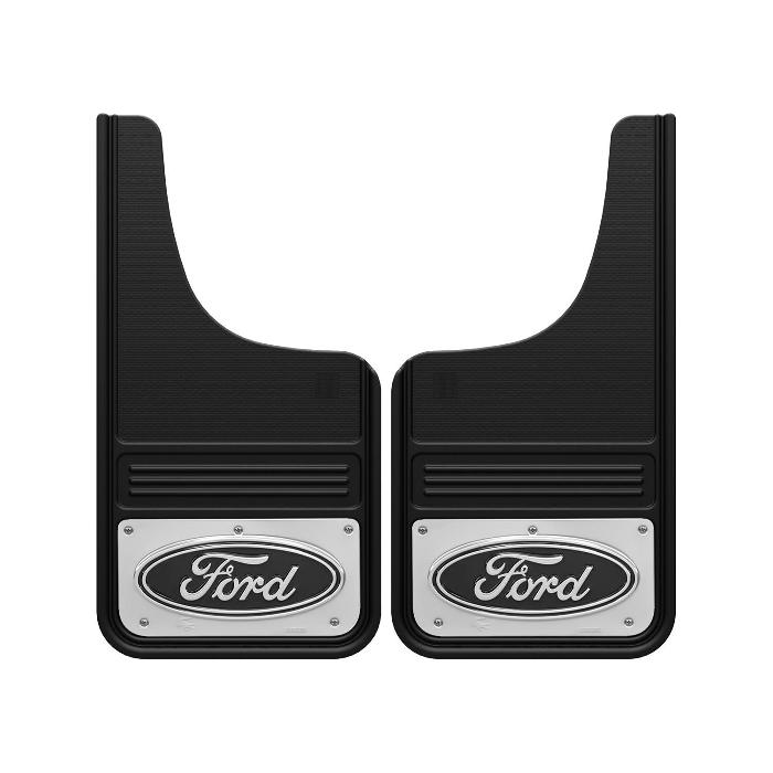 Splash Guards - Gatorback by Truck Hardware, Front Pair, Ford Oval Stainless F-Series VHC3Z-16A550-E