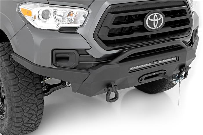 Front Bumper High Clearance Hybrid with 9500 Lb Pro Series Winch Synthetic Rope and 20 LED Light Bar 16-22 Toyota Tacoma Rough Country