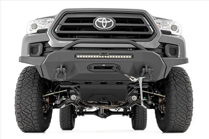 Front Bumper High Clearance Hybrid Winch Mount Only and 20 Inch DRL LED Light Bar 16-22 Toyota Tacoma Rough Country