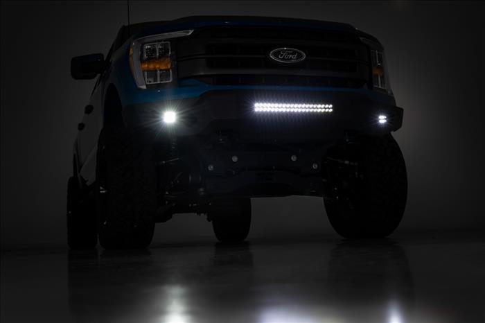 High Clearance Front Bumper LED Lights & Skid Plate Ford F-150 (21-23) Rough Country