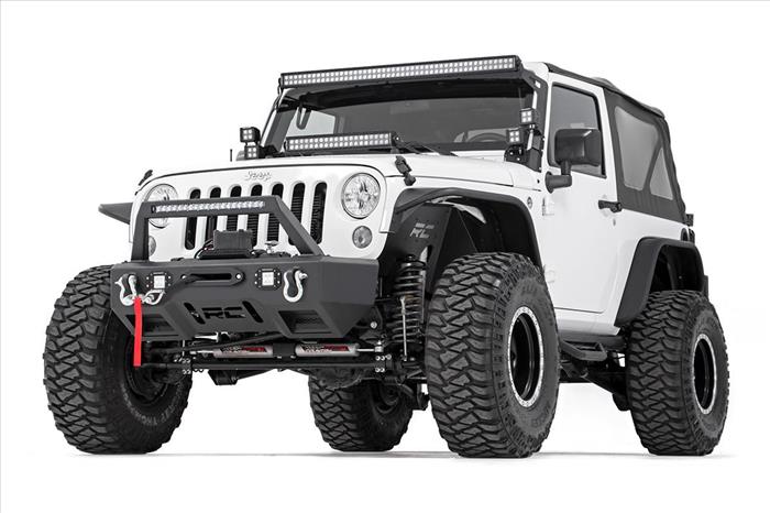 Jeep Front Stubby LED Winch Bumper w/Hoop Chrome Series JK JL Gladiator JT Rough Country