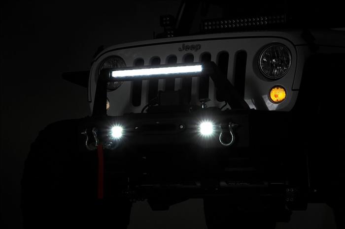 Jeep Front Stubby LED Winch Bumper w/Hoop Chrome Series JK JL Gladiator JT Rough Country