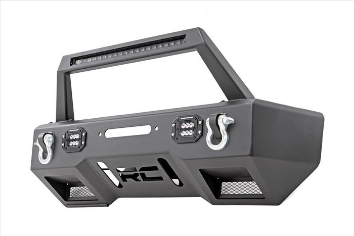 Jeep Front Stubby LED Winch Bumper w/Hoop Black Series JK JL Gladiator JT Rough Country