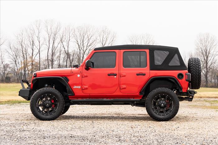 Oval Nerf Steps 4 Door Black Jeep Wrangler Unlimited 4WD (2018-2026) Rough Country