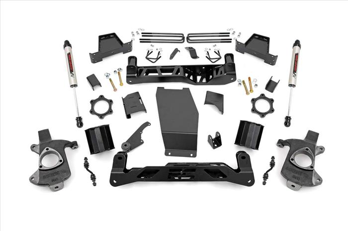 6 Inch Suspension Lift Kit w/V2 Monotube 14-18 Silverado/Sierra 1500 4WD Aluminum/Stamped Steel Rough Country
