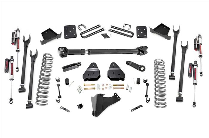 6 Inch Ford 4-Link Suspension Lift Kit w/Front Drive Shaft 17-19 F-250/350 4WD 4 Inch Axle w/Overloads Vertex Reservoir Shocks Rough Country