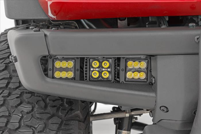 LED Light Kit Fog Mount Triple 2 Inch Black Pair Spot Ford Bronco (21-25) Rough Country