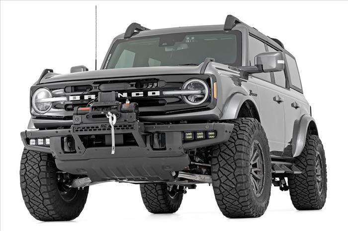 High Winch Mount All Models 12000S 20 Inch Black Single Row LED White DRL Ford Bronco (21-25) Rough Country