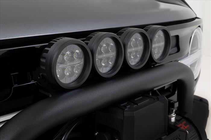 Safari Bar 3.5 Inch Round LED (Quad) Black Amber DRL OE Modular Steel Ford Bronco (21-25) Rough Country
