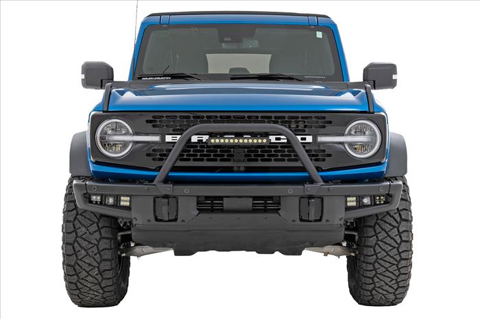 Safari Bar 12 Inch LED Light Bar Black DRL Single Row OE Modular Steel Ford Bronco (21-25) Rough Country