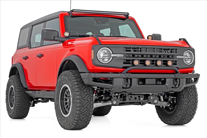 Light Bar Mount 3.5 Inch Round LED (Quad) Black Amber DRL OE Modular Steel Ford Bronco (21-24) Rough Country