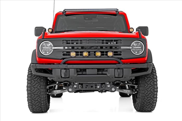 Light Bar Mount 3.5 Inch Round LED (Quad) Black Amber DRL OE Modular Steel Ford Bronco (21-24) Rough Country