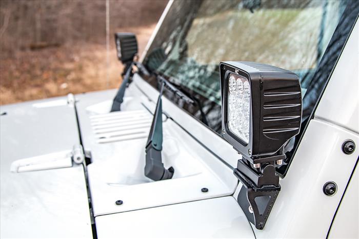 Light Mounts Lower Windshield Jeep Wrangler JK/Wrangler Unlimited (07-18) Rough Country