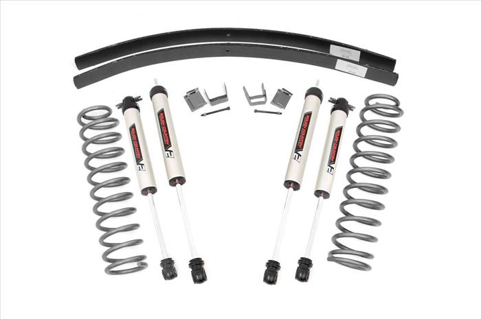 Jeep Cherokee XJ 3 Inch Suspension Lift System w/V2 Shocks Add-A-Leaf For 84-01 Jeep Cherokee XJ Rough Country