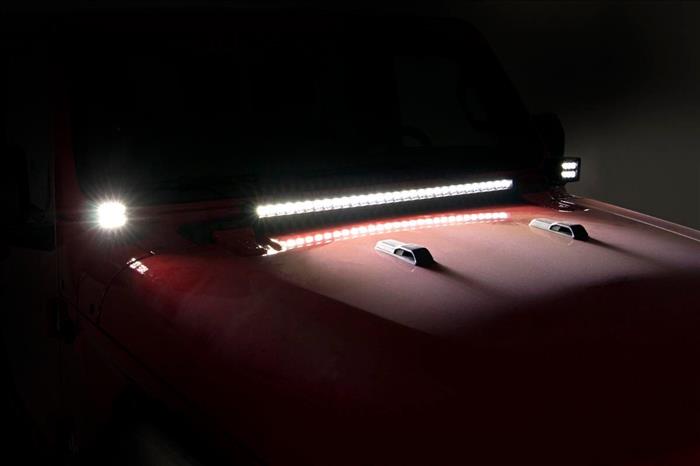 Jeep JL/Gladiator 2 Inch LED Lower Windshield Kit Black Series For 18-Pres Wrangler JL/20-Pres Gladiator Rough Country