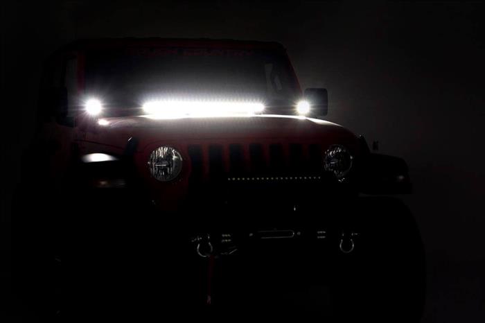 LED Light Kit Hinge Mount 2 Inch Black Pair Jeep Gladiator JT/Wrangler JL (18-26) Rough Country