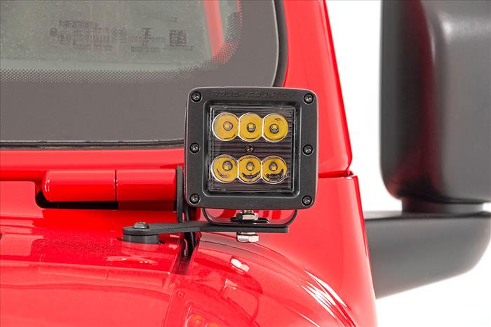 Jeep JL/Gladiator 2 Inch LED Lower Windshield Kit Black Series w/Amber DRL For 18-Pres Wrangler JL/20-Pres Gladiator Rough Country
