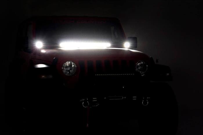 LED Light Kit Hinge Mount 2 Inch Black Pair Amber DRL Jeep Gladiator JT/Wrangler JL (18-26) Rough Country