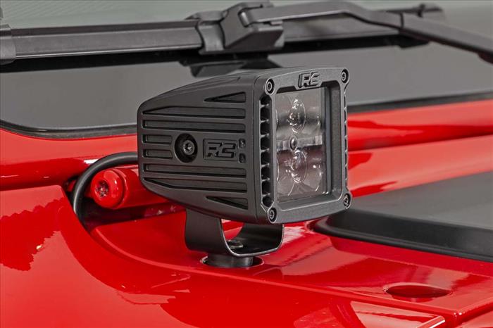 Jeep 2 Inch LED Cube Easy-Mount Kit 18-20 Wrangler JL/20 Gladiator-Black Series w/White DRL Rough Country