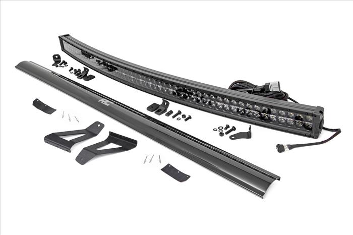 Jeep 50-inch Black Series Curved LED Light Bar w/DRL Upper Windshield Kit 84-01 Jeep XJ Cherokee Rough Country
