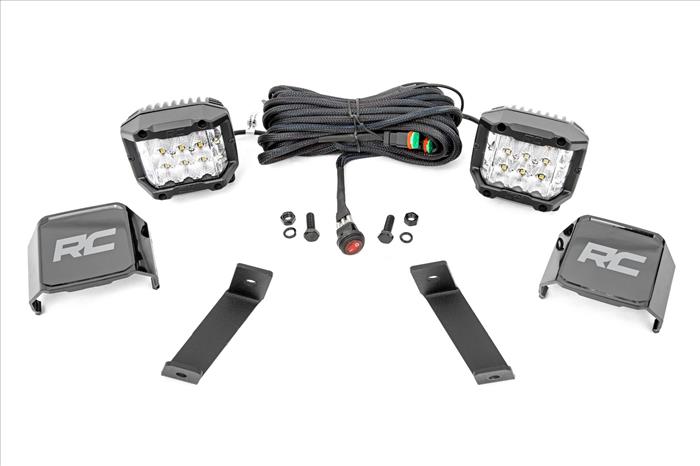 LED Light Kit Ditch Mount 3 Inch OSRAM Wide Jeep KL 14-21 Rough Country