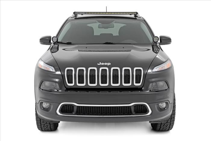 LED Light Kit Roof Mount 40 Inch Black Single Row Jeep Cherokee KL (14-23) Rough Country