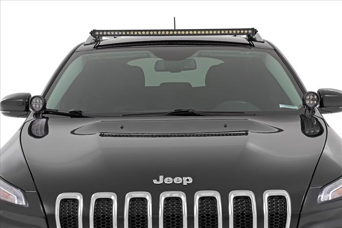 LED Light Kit Roof Mount 40 Inch Black Single Row Jeep Cherokee KL (14-23) Rough Country