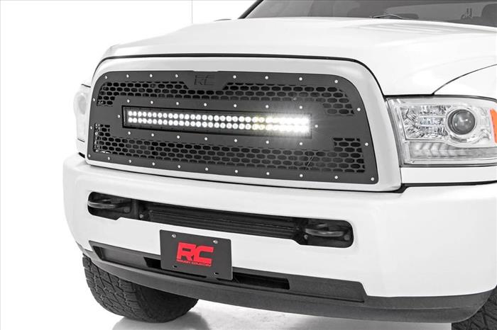 Dodge Mesh Grille w/30 Inch Dual Row Black Series LED 13-18 RAM 2500/3500 Rough Country