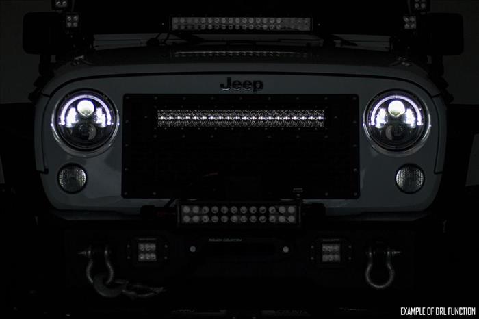 Mesh Grille 30 Inch Dual Row LED Black Amber DRL GMC Sierra 1500 (14-15) Rough Country