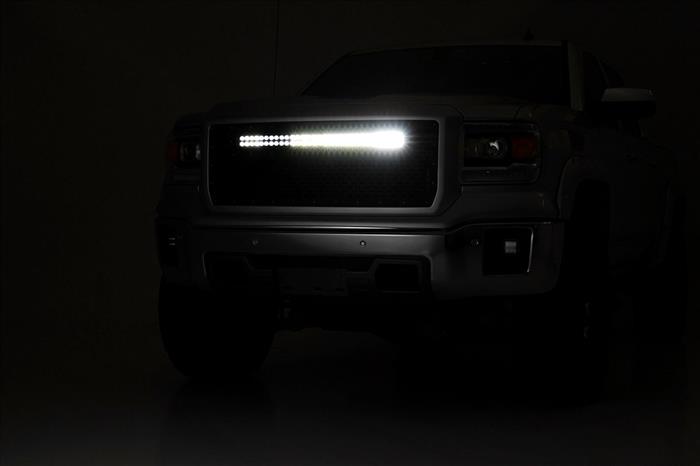 Mesh Grille 30 Inch Dual Row LED Black Amber DRL GMC Sierra 1500 (14-15) Rough Country