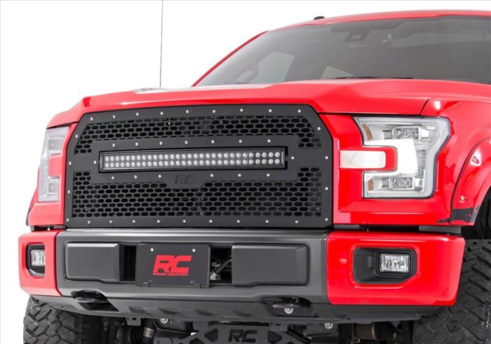Ford Mesh Grille 30 Inch Dual Row Black Series LED w/Amber DRL 15-17 F-150 Rough Country