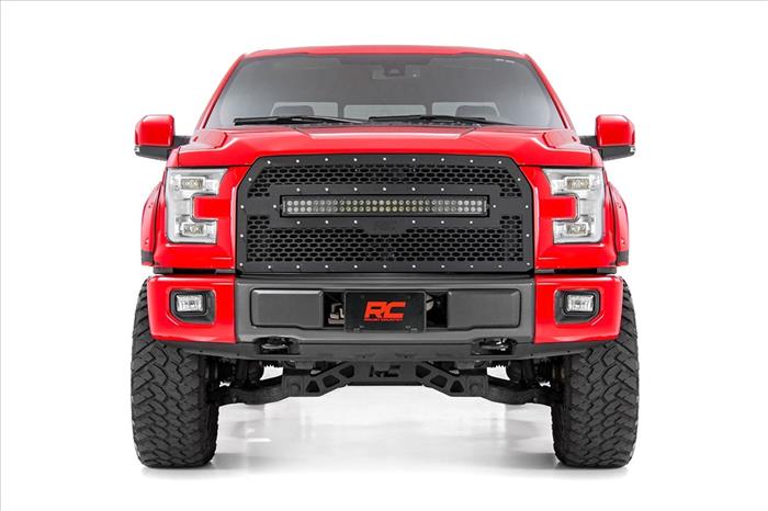 Mesh Grille 30 Inch Dual Row LED Black Amber DRL Ford F-150 (15-17) Rough Country