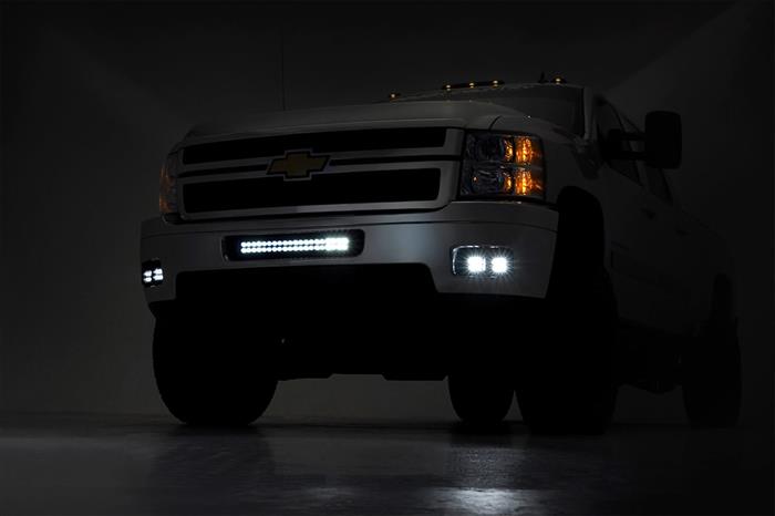 Chevrolet LED Fog Light Kit Black Series w/White DRL 11-14 Silverado HD Rough Country