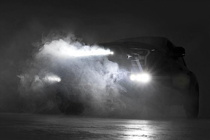 LED Light Kit Fog Mount Triple 2 Inch Black Pair Ford Raptor 4WD (17-20) Rough Country