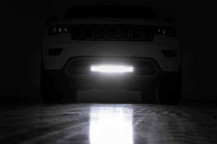LED Light Kit Bumper Mount 20 Inch Chrome Dual Row Amber DRL Jeep Grand Cherokee WK2 (11-20) Rough Country