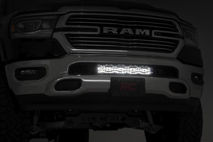 LED Light Kit Bumper Mount 20 Inch Chrome Dual Row Amber DRL Ram 1500 (19-24) Rough Country