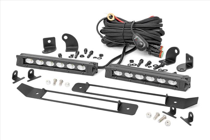 Dual 6in LED Grille Kit Black Slimline Ram 1500 2WD/4WD (2019-2024) Rough Country